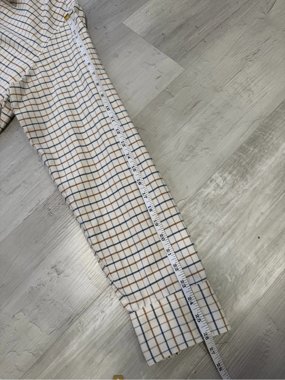 J. Crew Cream and Navy Plaid Button Down Men’s XL